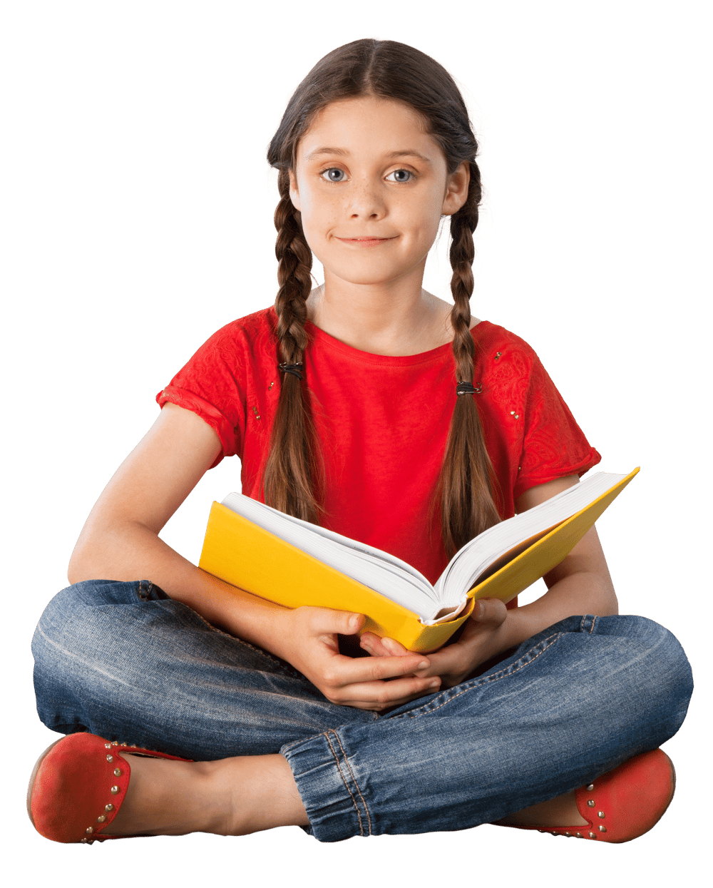 Elementary school age child of parenting program participant reading a book