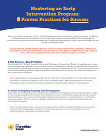 Best Practices for a Successful Early intervention Program